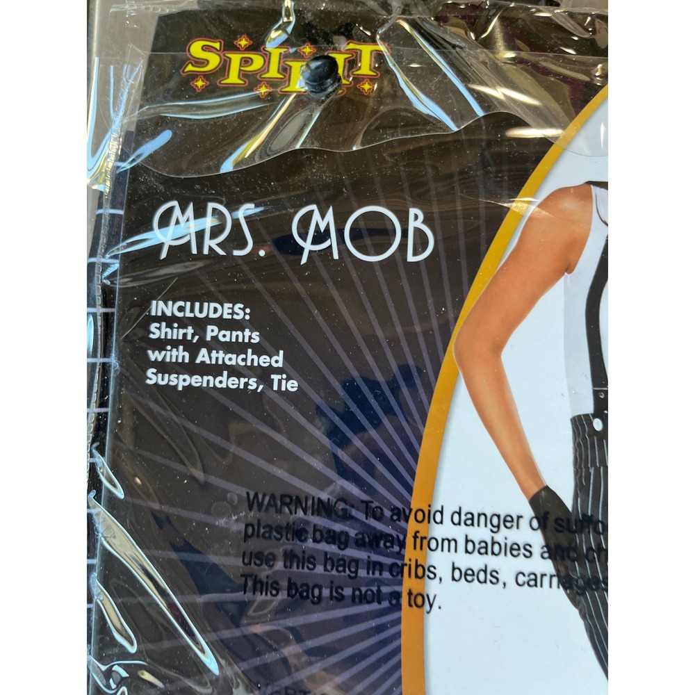 Spirit Halloween Mrs Mob Gangster Costume Adult XL 14-16 Pinstripe Pants Tie Set - Picture 4 of 5